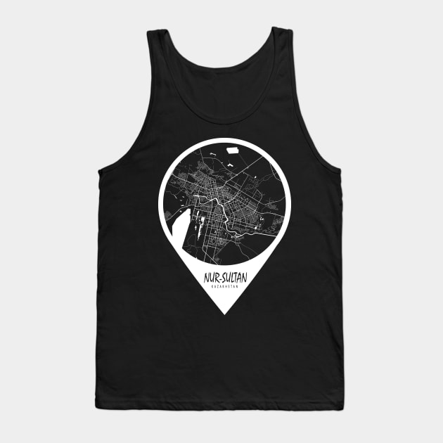 Nur-Sultan, Kazakhstan City Map - Travel Pin Tank Top by deMAP Studio